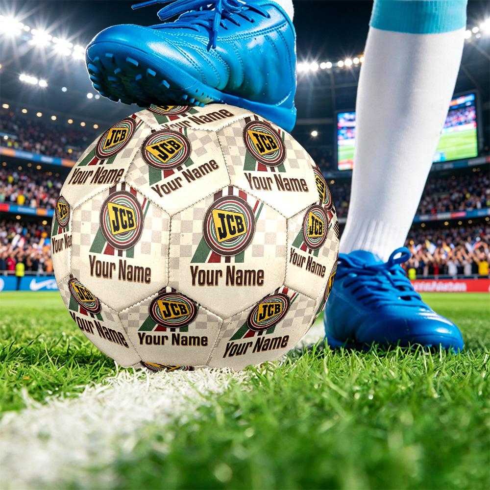 JCB Size 5 Football, Custom Name Text Personalized Soccer Ball Sport Training Gift