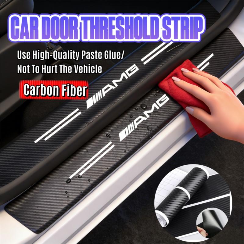 Car Door Sill Carbon Fiber Sticker Auto Protector Strip Waterproof For Mercedes Benz AMG Smart W205 C300 W203 W206 W108 W124 W12 BH1