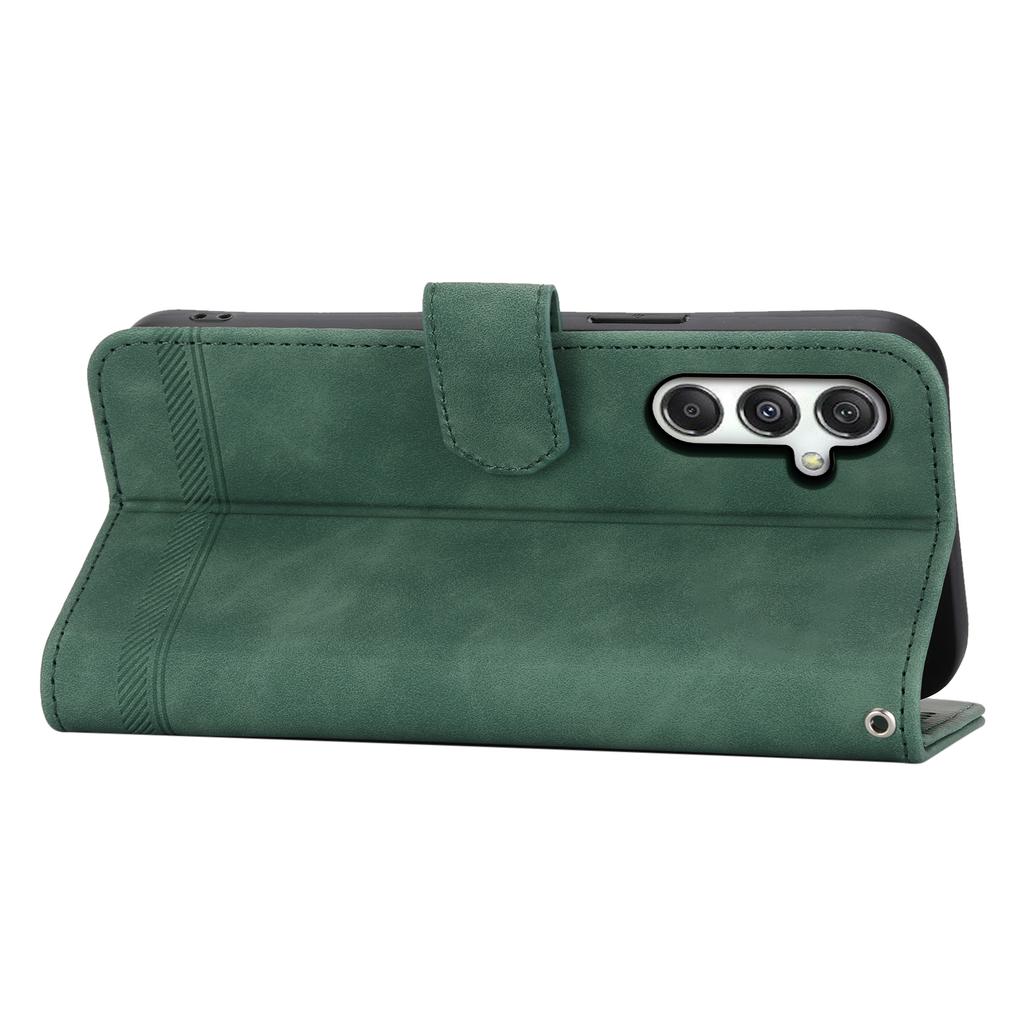 DIERFENG DF-03 For Samsung Galaxy M35 5G Leather Case Lines Imprint Wallet Phone Cover