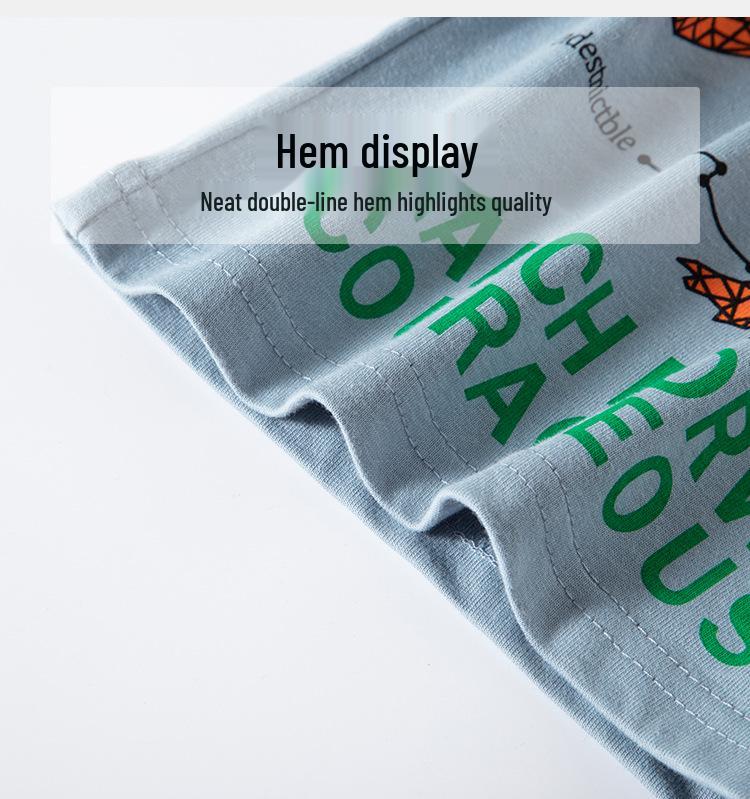 Autumn Kids' Cartoon Dinosaur Long-Sleeve Color Block T-shirt for Boys