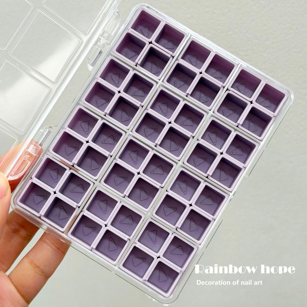 Macaron Pastel Non-Cross-Grid Small Nail Art Storage Box - Practical & Portable with Separate Compartments