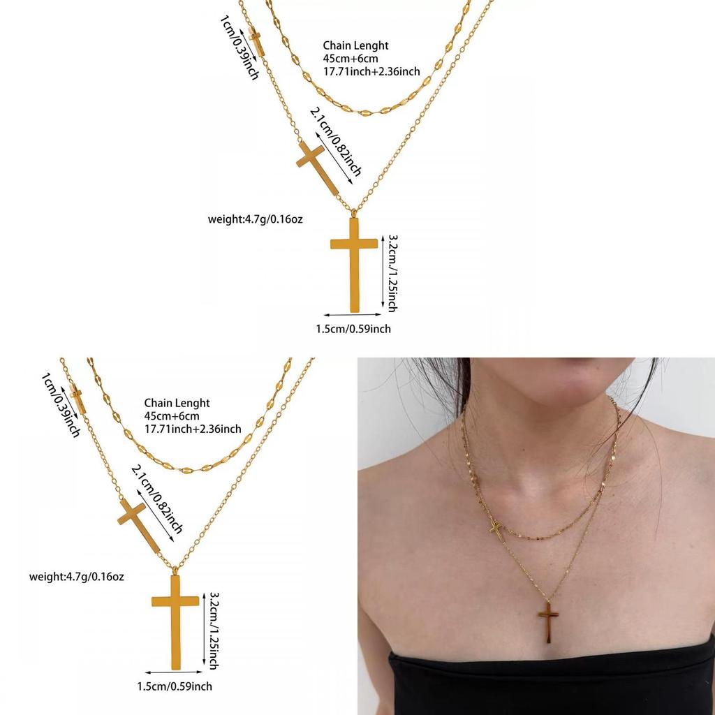 Titanstahl Kreuz Halskette Für Frauen Mit Geometrischem Design Und Vergoldung Perfekt Für Freizeitkleidung