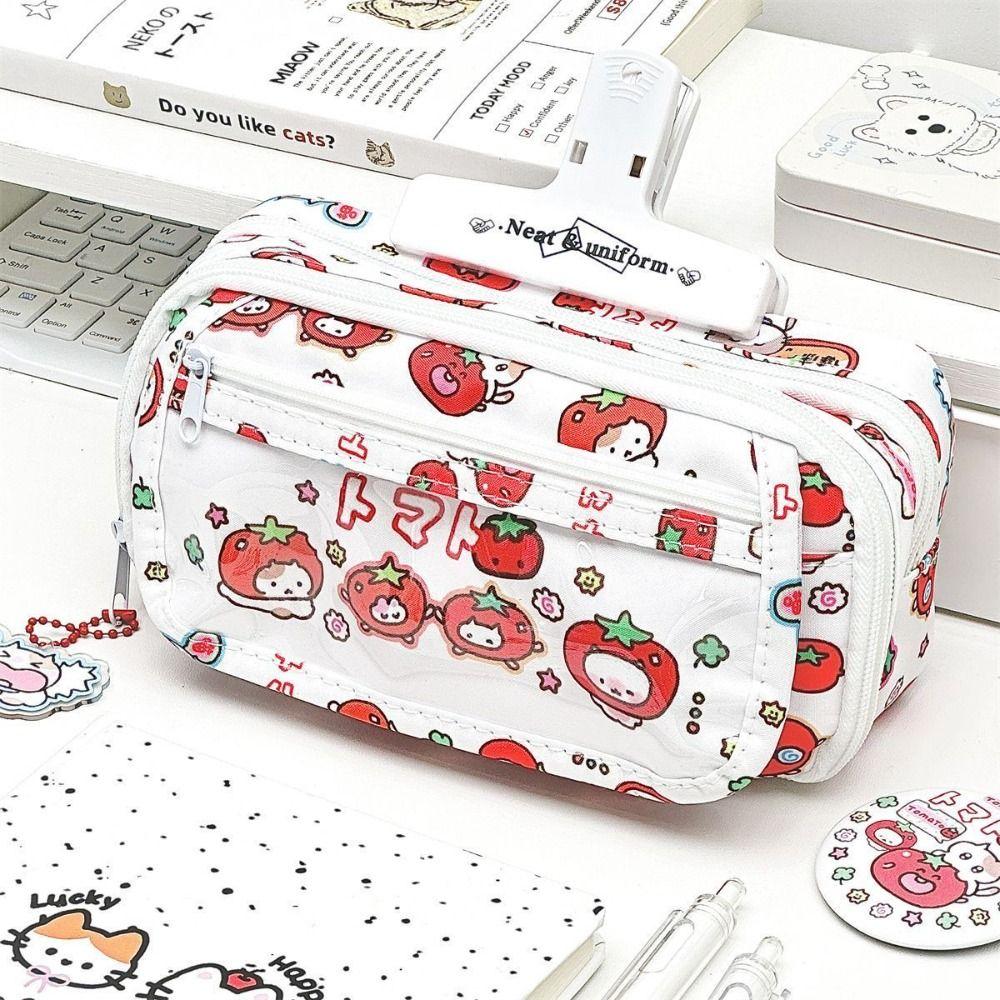 Multilayer Pencil Case Flip Design Stationery Storing Bag Durable Stationery Organizer Gift