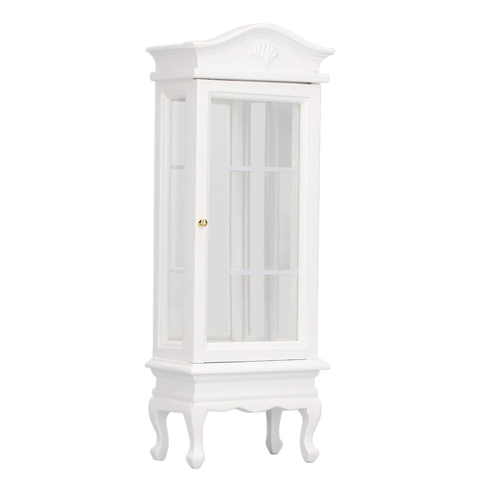1:12 Doll House Miniature Cabinet Wooden Simulation White Arc Roof Single Door Dollhouse Display