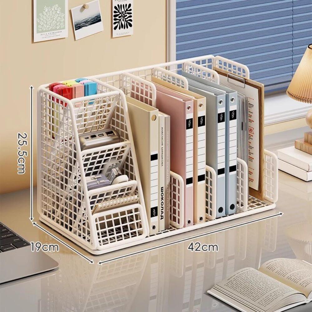 Multipurpose Desktop Book Rack Iron Mesh Standing File Rack Sturdy Document Storage Rack Home