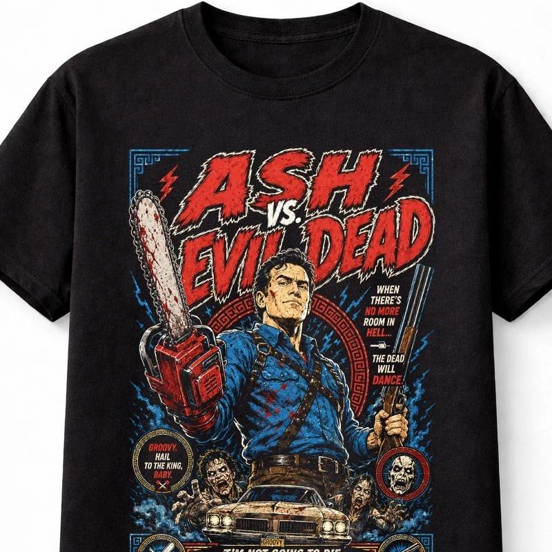 Ash Vs Evil Dead Horror Zombie Chainsaw Graphic Unisex TShirt S