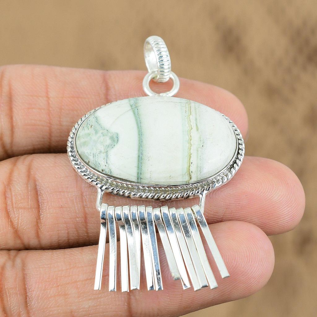 Womens day Deal 925 Silver Heart Chakra Blue Rhodochrosite Stone Pendant Jewelry