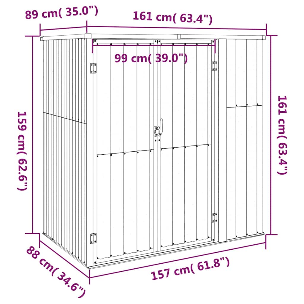 Vidaxl Garden Shed, Anthracite, 161X89X161 Cm, Galvanized Steel