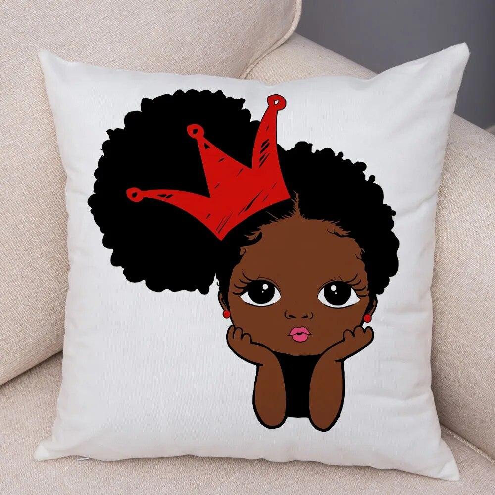 Home Decor African Baby Sofa Cushion Cover Bedroom Home Kids Room Decor Cute Cartoon Girl Pillowcase