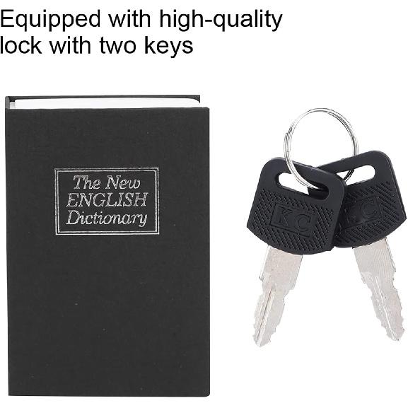 Mini Simulation Book Security Lock, Saving Money Box Storage Box Money Cash Jewelry Security Lock Case with Keys for Home Office