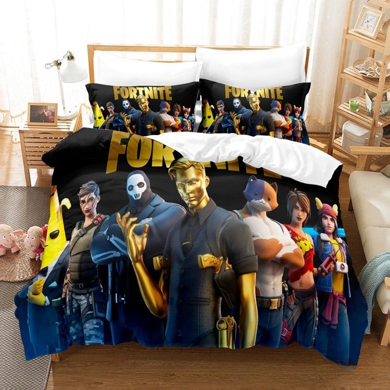 Comforter Fortnite Bedding Suit 3D Printed Bedroom Bed Bedclothes 2/3Pcs Anime Cartoon Room Decoration Kids Xmas Gift