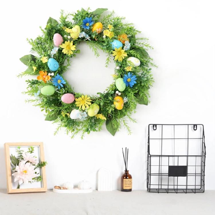 Easters Door Wreath with Artificial Flower and Eggs Delicate Easters Wreath with Faux Flower and Eggs for Holiday