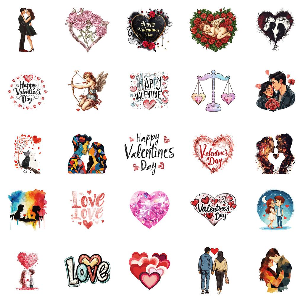 50 PCS LOVE Couple Stickers - Romantic Valentine Decals for Phone Case, Suitcase, DIY Gifts