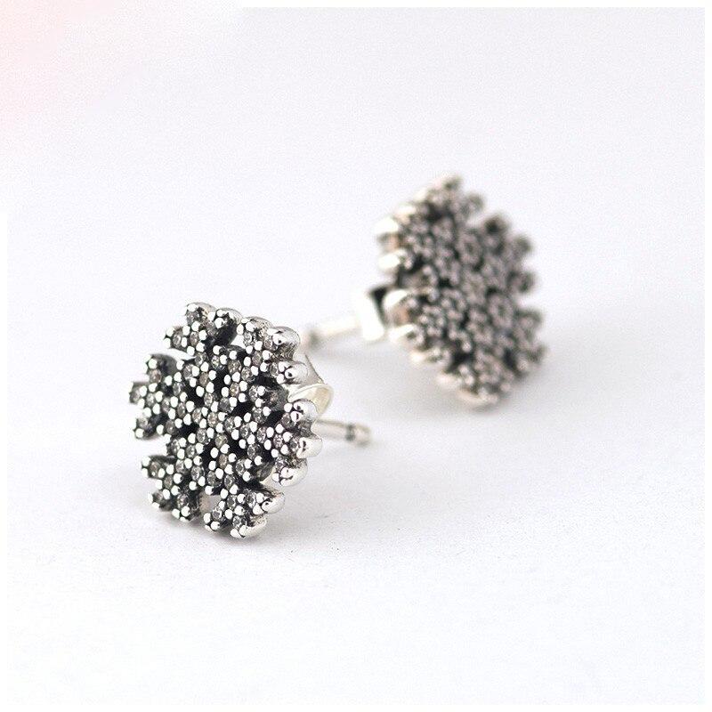 Kolczyki Ślubne Płatki Śniegu Kolczyki Sztyfty z Przezroczystym Kamieniem Modne Kolczyki Damskie Klasyczna Biżuteria ze Srebra Próby 925 Dla Kobiety