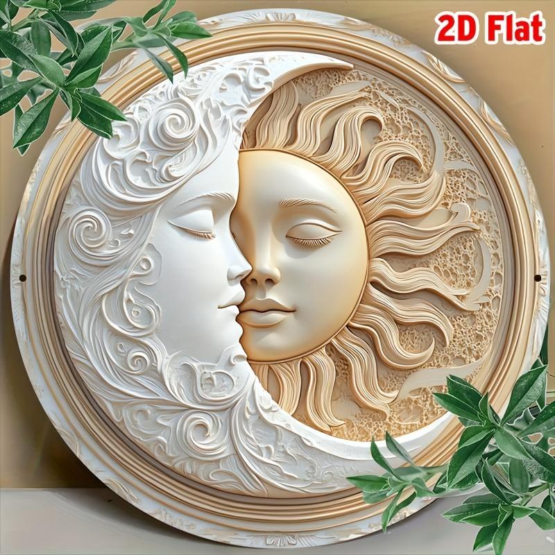 

Vintage Sun & Moon Floral Round Aluminum Wall Art чистый