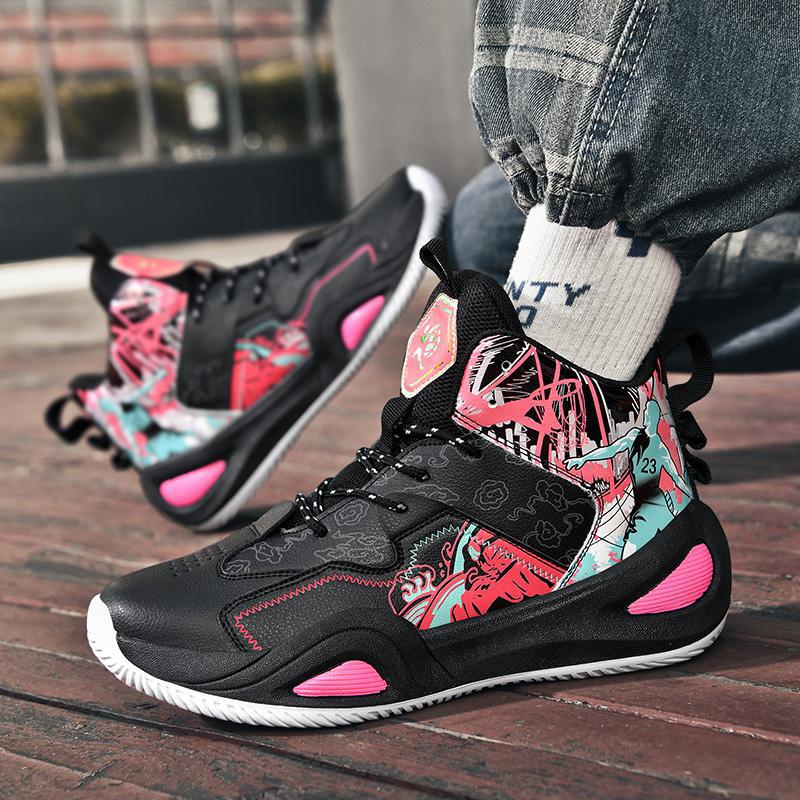 

Middle-aged and older children s basketball shoes, students and teenagers actual competition boots friction sound sports shoes, men s trendy shoes, r 35