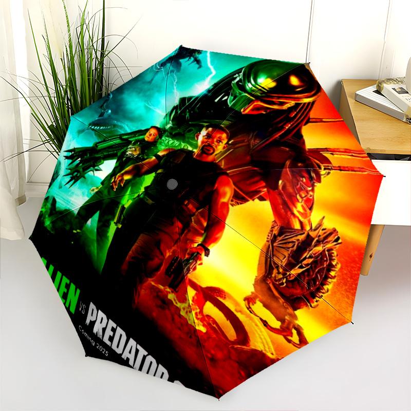 Alien Predator Duel Folding Umbrella 8 Paraphenoid Bones Umbrella Umbrella Printing Gift