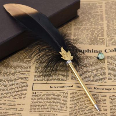 Vintage Quill Ballpoint Feather Calligraphy Pen Smooth Writing Soft Fluffy Pen  Office