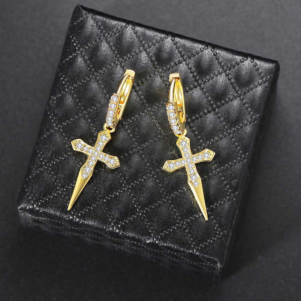 ZHOUYANG Hip Hop Punk Crosses Men's Earrings Personality Exquisite Ear Accessories Trend 2024 Women's Jewelry Wholesale OHE023