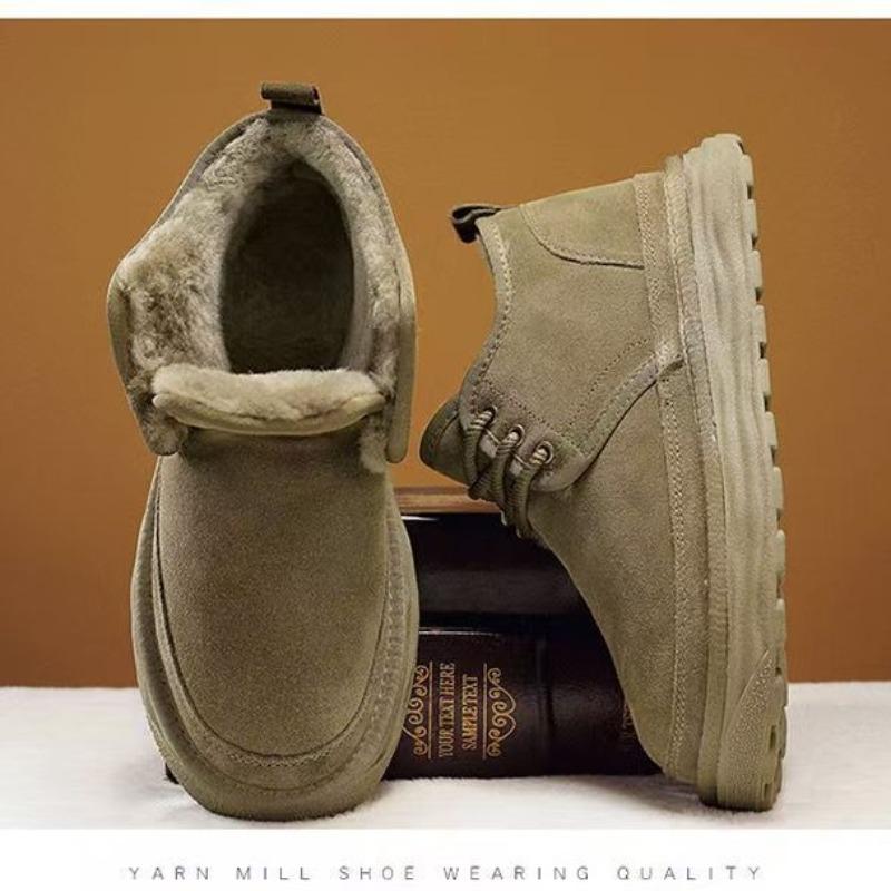 Snow boots fleece thickened warm couple shoes autumn and winter outdoor suede thick sole heightening men's cotton shoes