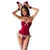 Sexy Weihnachts-Häschen Dessous-Set: Verlockung Strümpfe & Durchsichtiges Rollenspiel-Outfit
