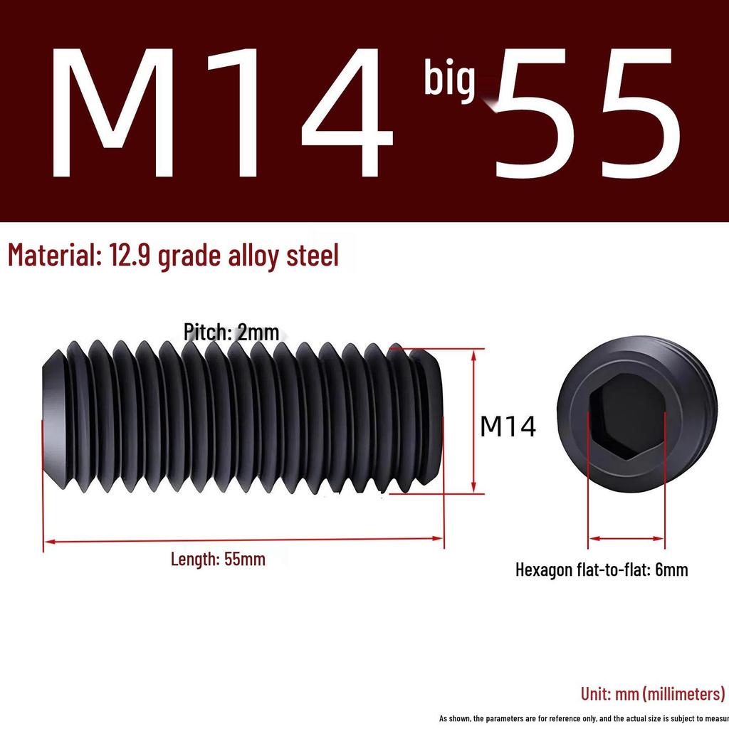 Grade 12.9 Hex Socket Headless Set Screw (M3-M16)