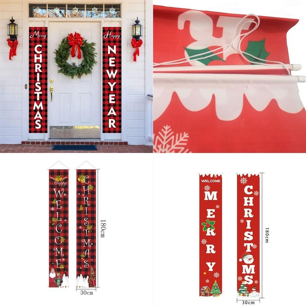 Vibrant Christmas Door Hanging Sign Banner Flag Xmas Party Decor