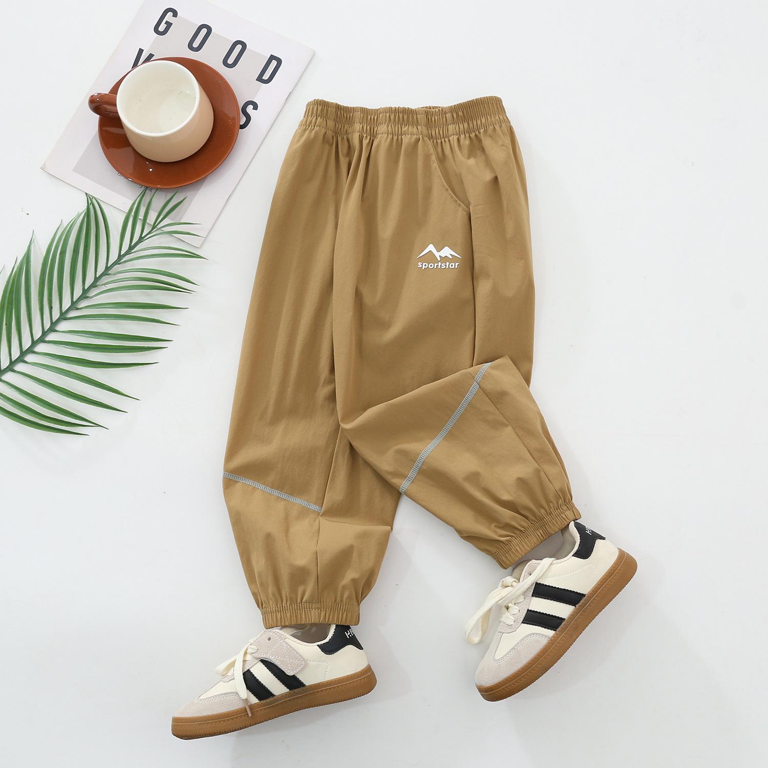 Quick-Dry Nylon Joggers for Older Kids - Unisex Elastic Sports Pants 120 cm
