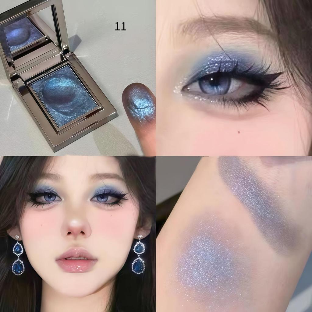 Paleta de Sombras de Ojos de Color Metálico con Brillo y Shimmer Impermeable Resistente al Sudor Fórmula Suave Difuminable para Festivales de Música Fiestas