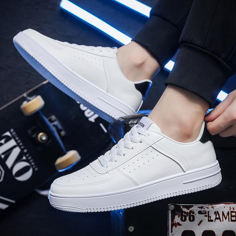 Men's White Shoes, Breathable Pure White Sports and Leisure Board Shoes