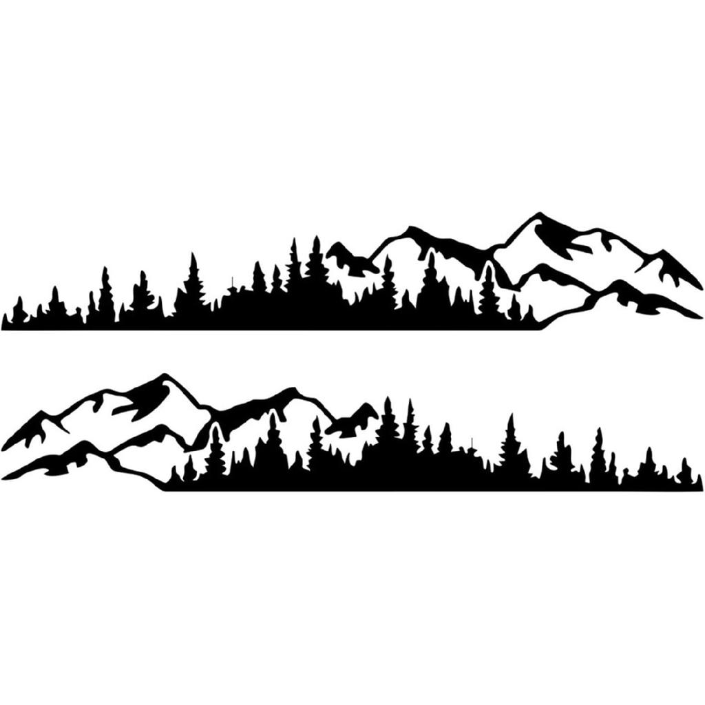 2PCS Vinyl Car Stickers Mountain Tree Forest Decor Decal Car Body Stickers and Decals Vinyl Graphic for Car SUV RV Camper Trailer