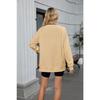 Damen Herbst und Winter Neu Einfarbig Gerippt Rundhals Langarm Lockeres Sweatshirt Top