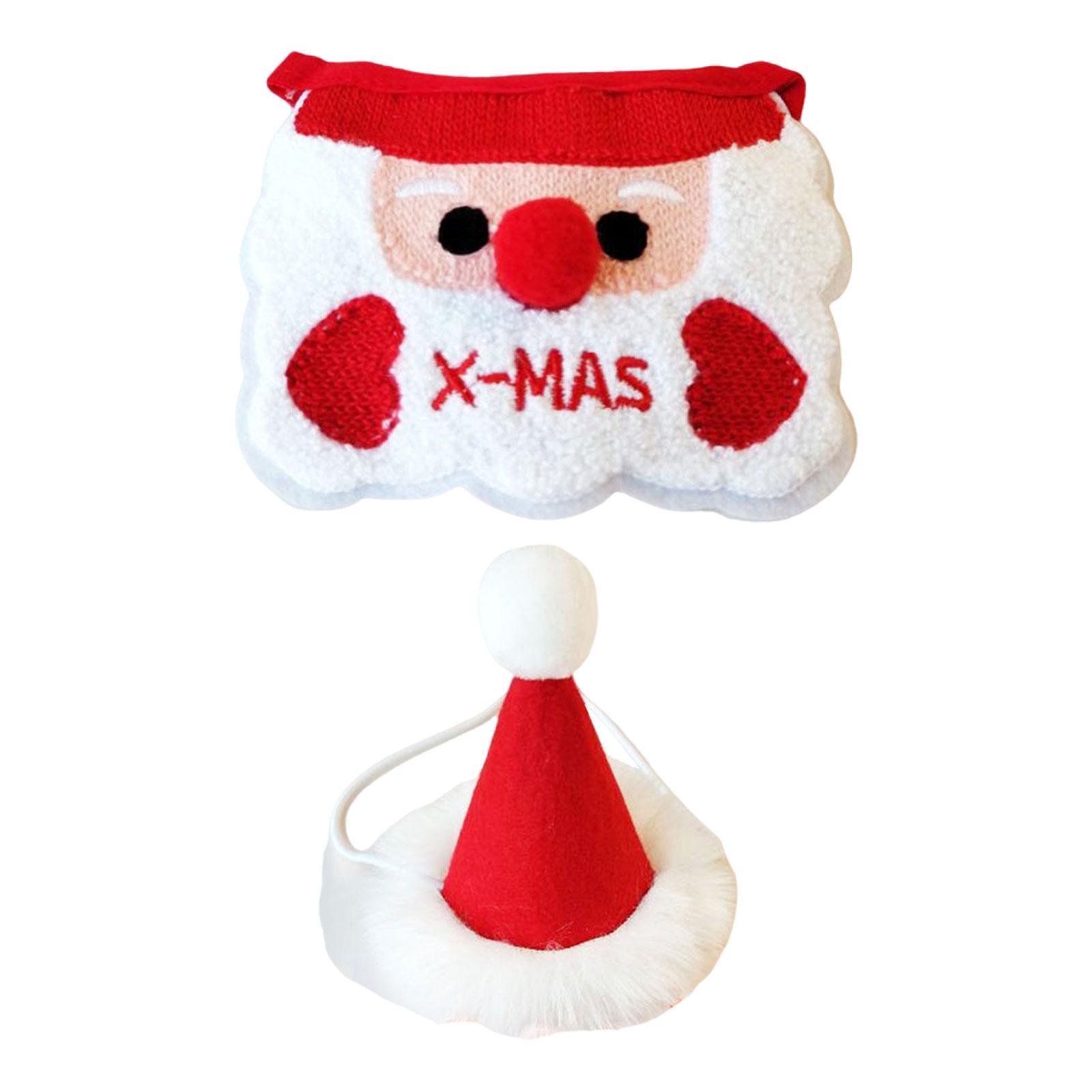 Adjustable Christmas Dog Bib Scarf Hat Set Polyester Pet Accessories for Small Dog Cat Festive Holiday Photo Outfit
