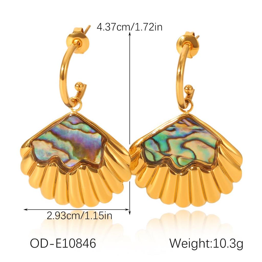 High-End Ocean Style Stainless Steel Ring & Earrings Set for Women - Non-Fading, Fashionable Jewelry