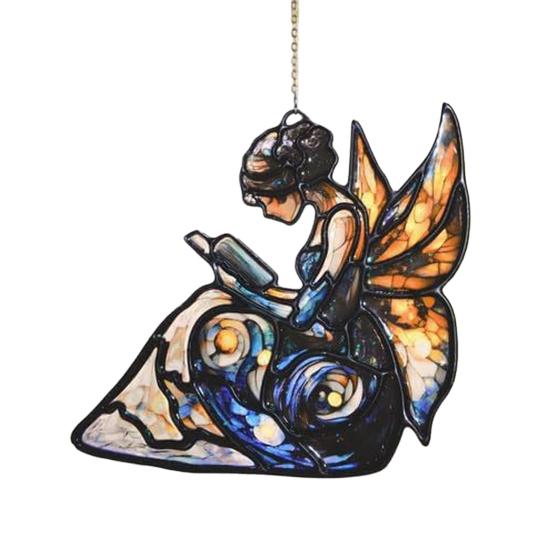 Sonnenfänger Acryl Buntglas-Effekt Schmetterling/Libelle/Fee Ornament Fensterhänger Dekor Feiertagsgeschenk für Frauen Mama Oma