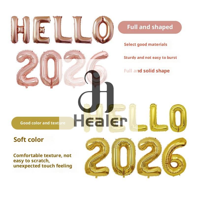 16in 2026 Happy New Year Metallic Foil Balloons Festive Decor For Parties Home Decoration