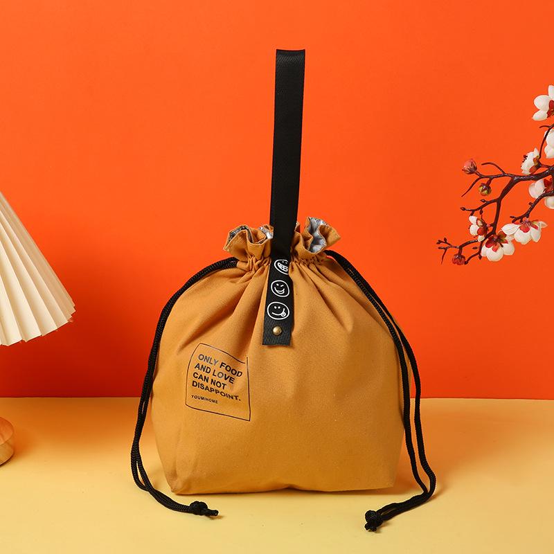 

Industrial Style Insulated Cotton Linen Lunch Bag | Waterproof & Portable with Drawstring Closure жёлтый
