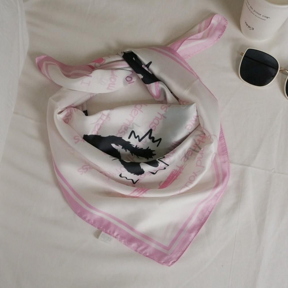 Spotted Dog Silk Satin Turban Breathable Bandana Head Scarf Square Headband  Women's Accessory