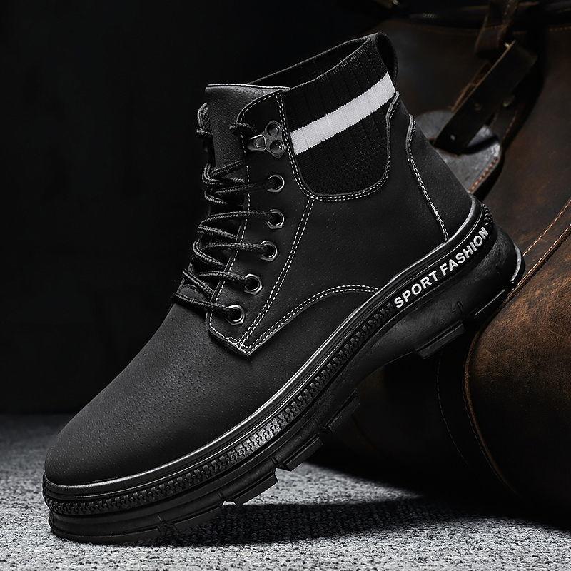 2024 New  Boots Men's High-Top Trendy All-Match Casual Work walking Shoe British Middle Top Boot Trendy Men's Shoess56
