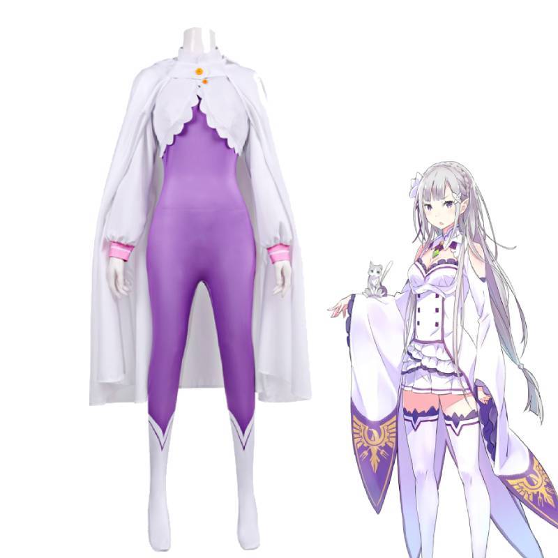 Re Zero Starting Life In Another World Emilia Cosplay Costume With Polyester Fabric For Anime Conventions