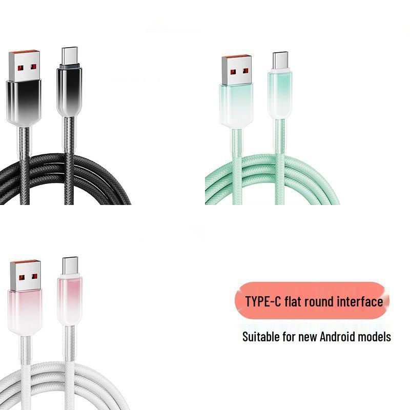 

Ice Crystal Gradient 66W Fast Charging Cable for Apple, Huawei, Type-C Devices