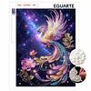 This Pearl Painting Kit Features 5D Pearl Phoenix and Galaxy Flower Mosaic Art Style for Elegant Home Wall Decoration.