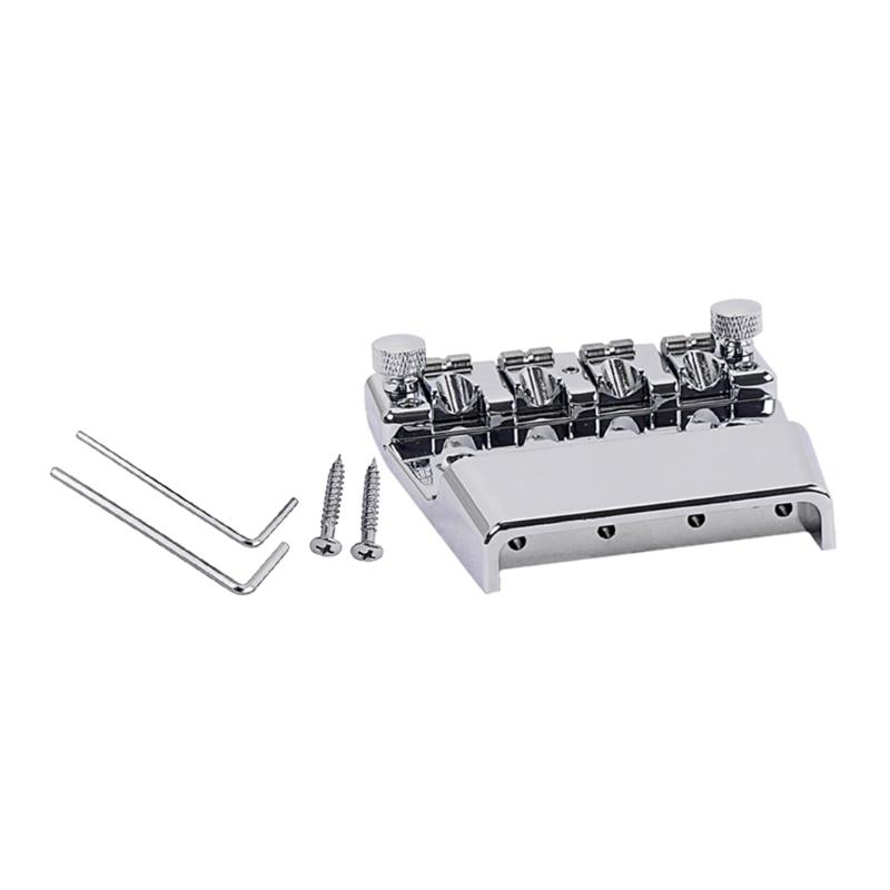Practical 4 Strings Bass Bridge Adjustable Guitar Saddle Bridge with Screws and Wrench Guitar Replacement Accessories 1