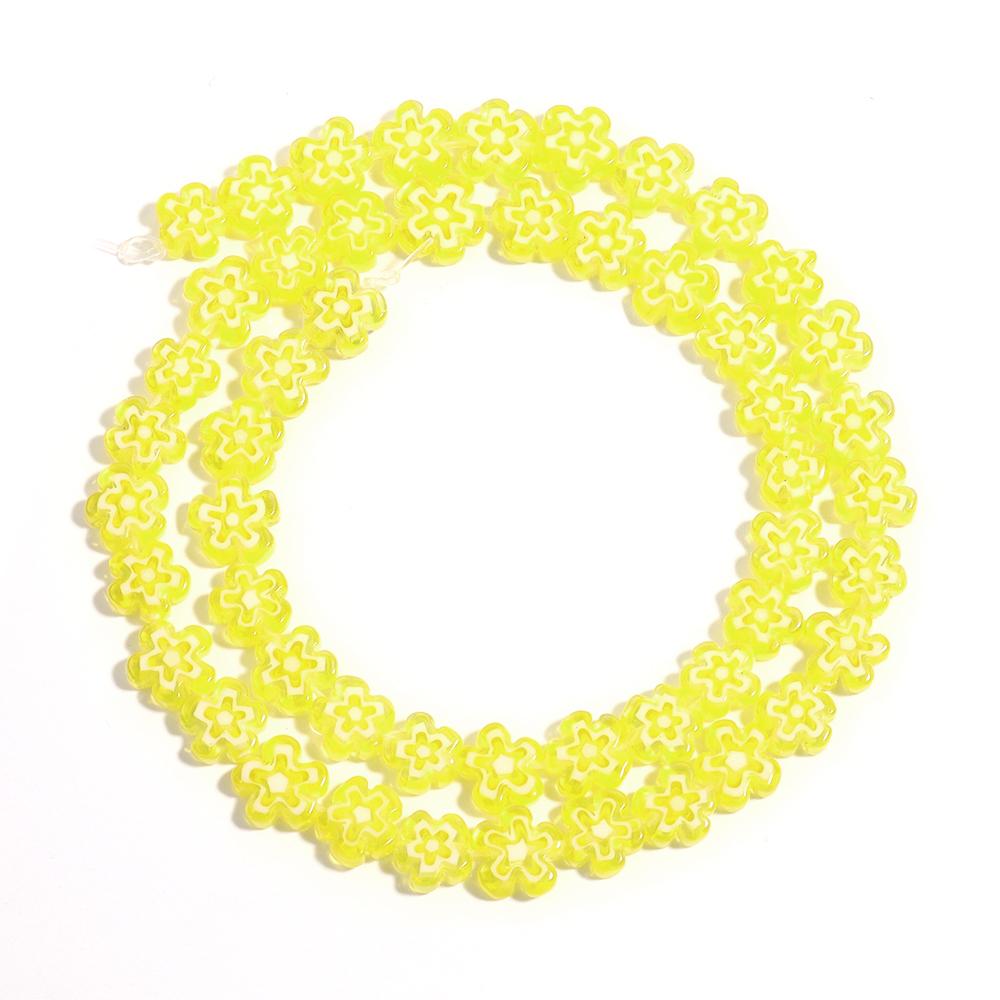 1 Strand Colorful Thousand Flower Lampwork Beads Flat Plum Blossom Loose Beads DIY Handmade Crafts Bracelet Jewelry Accessories
