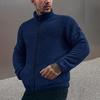 Men Winter Coat Stand Collar Long Sleeve Solid Color Thickened Plush