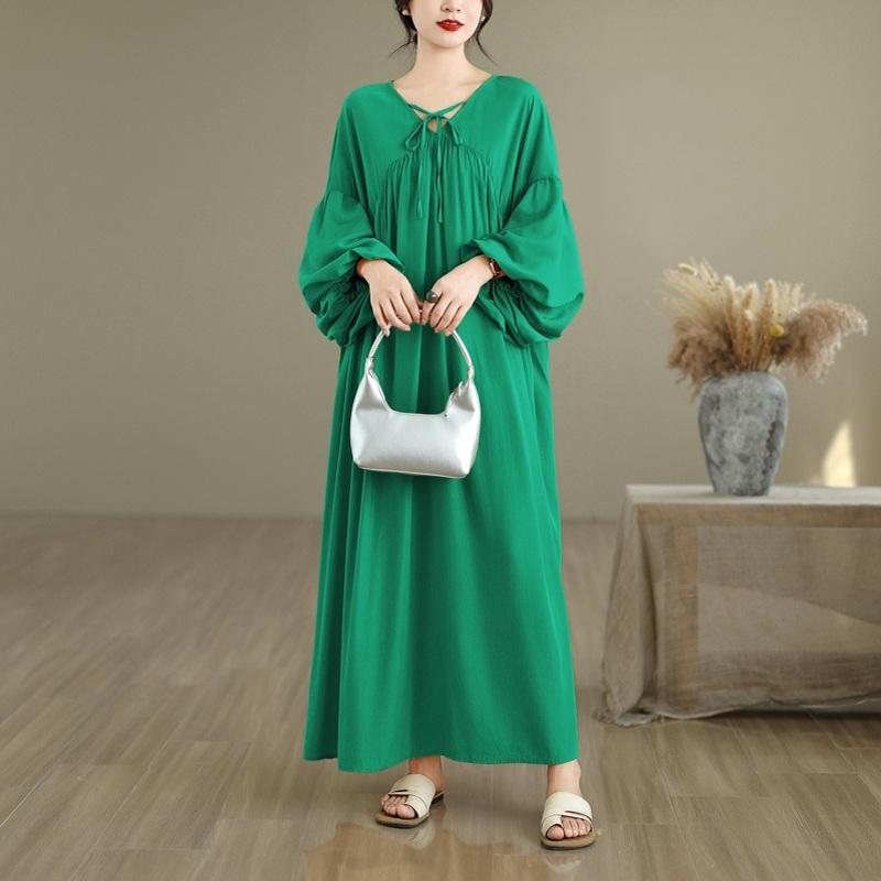 Long Sleeve Plus Size Chiffon Vintage New In Dresses for Women Casual Loose Spring Summer Autumn Dress