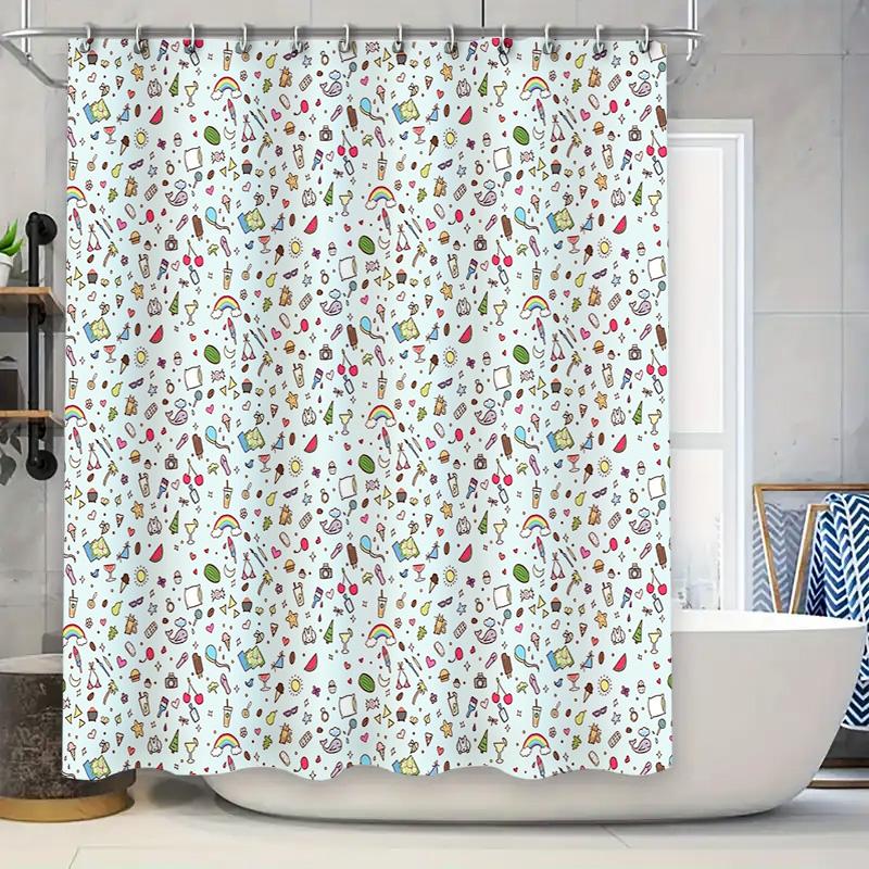 

Cute Cartoon Kids Bathroom Shower Curtain Waterproof Funny Animals Stars Pattern Decor 90x180cm