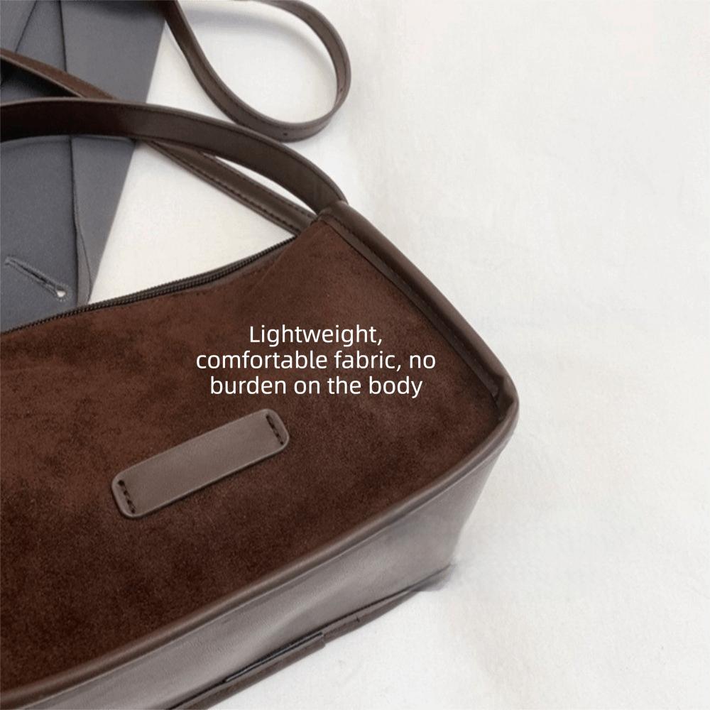 Elegant Faux Suede Leather Shoulder Bag Solid Color Lightweight Pillow Bag Adjustable Strap Women's Handbag Casual Use