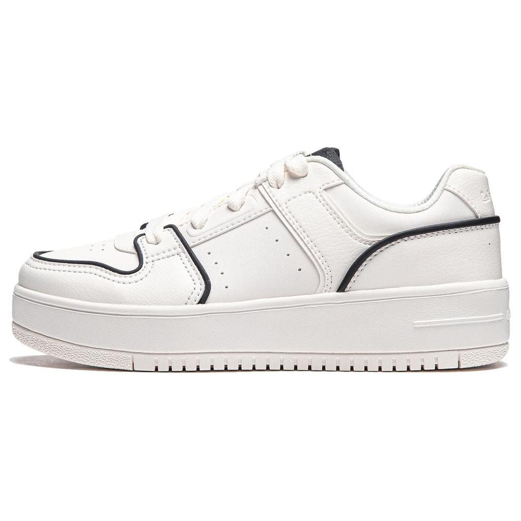 Li Ning Cheese Slip Resistant Abrasion Resistant Low Top Skateboard Shoes Women's White Black AGCU104-1