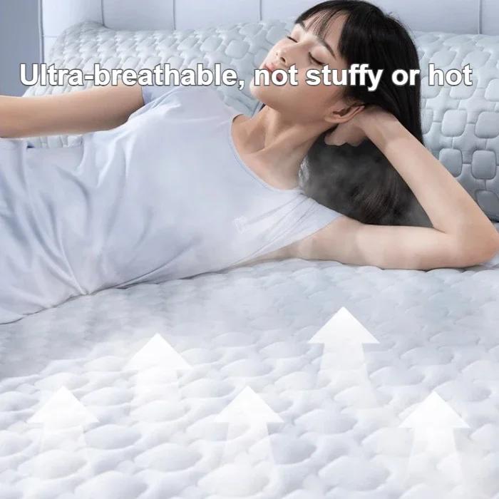 2/3 Pezzi Coprimaterasso Rinfrescante Fascia Elastica Quattro Angoli Antiscivolo Tappetino Rinfrescante Estivo per Letto Singolo Matrimoniale Biancheria da Letto Traspirante